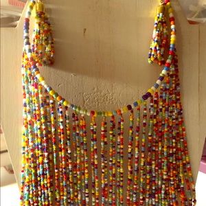 African multicolored. Tiered necklace,